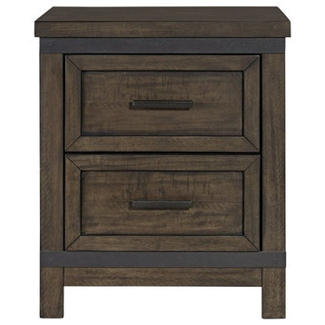 Home Square 2 Drawer Wood Night Stand Set in Brown (Set of 2)