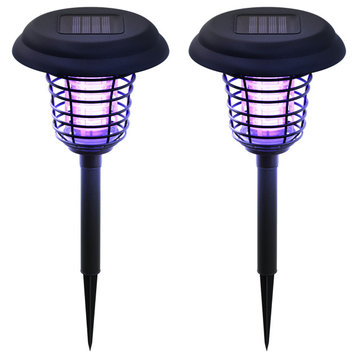 Set 2 Solar Bug Zapper Outdoor UV Mosquito Repellent Stake Set With LED Light