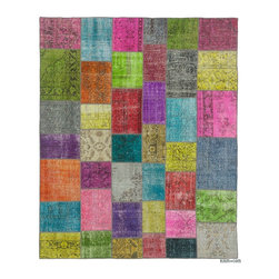 Over-dyed Turkish Patchwork Rug - Area Rugs