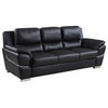 85" Black And Silver Faux Leather Sofa