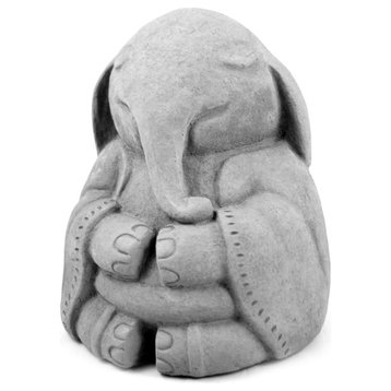 Meditating Buddha Elephant Cast Stone Garden Statue
