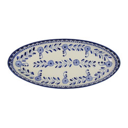 Le Souk Ceramique - Extra Large Stoneware Oval Platter Azoura Design - Serving And Salad Bowls