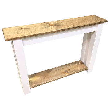 Ambler Sofa Table With Shelf/Entry Way Table, Light Walnut Top/Shelf & Classic W