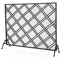 Jalama Single Panel Iron Fireplace Screen, Black
