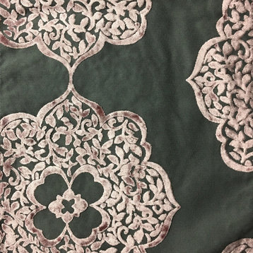 Mayfair Burnout Velvet Drapery and Upholstery Fabric, Rose