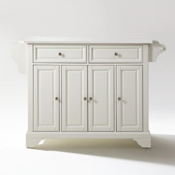 Lafayette Granite Top Full Size Kitchen Island Cart, White/White