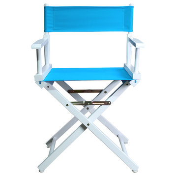 18" Director's Chair White Frame, Turquoise Canvas