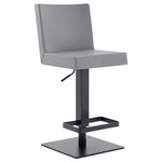 Armen Living - Legacy Contemporary Swivel Barstool in Matte Black Finish - The Armen Living Legacy contemporary adjustable barstool is an expertly crafted piece of furniture that can serve as a perfect addition to any modern living space. The handy gas lift mechanism allows for a great degree of versatility, while the grey faux leather back and plush cushion endow this barstool with comfort and elegance. Featuring a stylish matte black frame, the Legacy is sure to maintain its durability for many years to come.