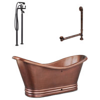 Euclid 6' Copper Freestanding Bathtub with Faucet and Drain Kit
