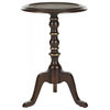 27.1" Pedestal Accent Table, Dark Brown Finish
