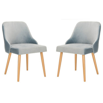 Safavieh Lulu Upholstered Dining Chair, Set of 2, Slate Blue/Gold