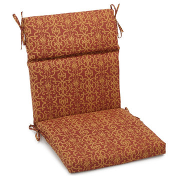 18"X38" Spun Polyester Patterned Outdoor Squared Chair Cushion, Vanya Paprika