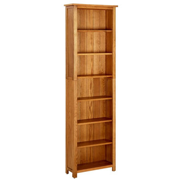 vidaXL Solid Oak Wood 7-Tier Bookcase Display Cabinet Standing Shelf Furniture