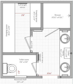 Need help with bathroom layout to maximize closet and storage!