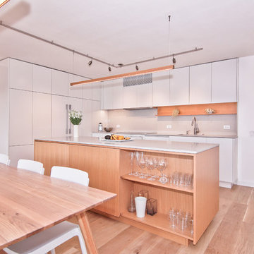 Contemporary Matte White and Rift Cut White Oak