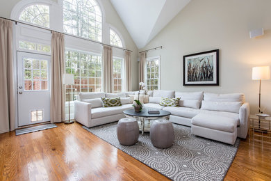 Example of a transitional living room design in Atlanta