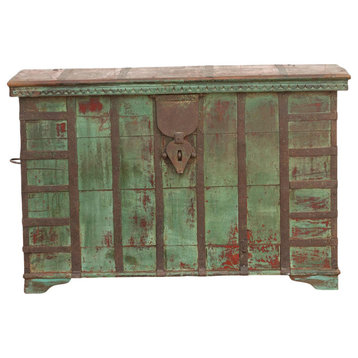Antique Tall Northern Indian Painted Chest