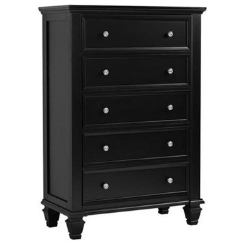 Coaster Sandy Beach Coastal Wood 5-Drawer Rectangular Chest in Black