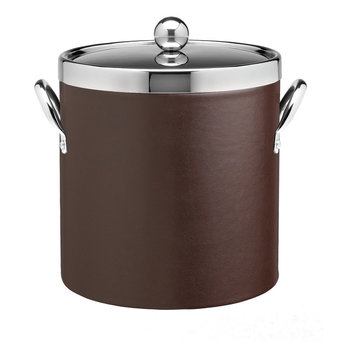 Kraftware Contempo Brown Ice Bucket with Chrome Lid, 3 qt.