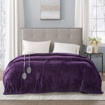 Beautyrest Heated Plush Plush Heated Blanket, Purple