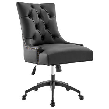 Regent Tufted Vegan Leather Office Chair, Black/Black