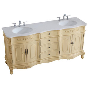 Elegant Decor Danville 72 Double Marble Top Bathroom Vanity In Antique Beige Traditional Bathroom Vanities And Sink Consoles By Lighting And Locks Houzz