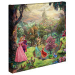 Thomas Kinkade Studios - Sleeping Beauty, Gallery Wrapped Canvas, 14"x14" - Featuring Thomas Kinkade's best-loved images, our Gallery Wraps are perfect for any space. Each wrap is crafted with our premium canvas reproduction techniques and hand wrapped around a deep, hardwood stretcher bar. Hung as an ensemble or by itself, this frame-less presentation gives you a versatile way to display art in your home.