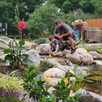 Large Custom Aquascape Ecosystem Pond with Cascading Waterfalls