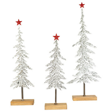 3-Piece Set Metal Snow Frost Christmas Tree Sculpture