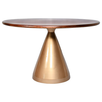 Gio Pedestal Dining Table, Elm/Gold