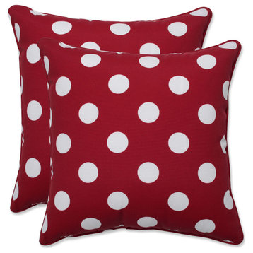Polka Dot Red 16.5" Throw Pillow, Set of 2