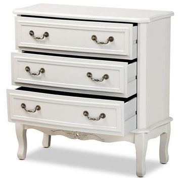 Gabrielle Traditional French Country Provincial White-Finished 3-Drawer Wood...