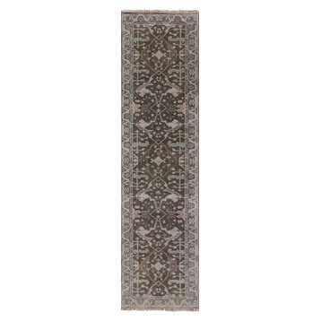 Oushak Hand Knotted Wool Runner Rug 3'x10', Q1278