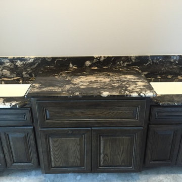 "Copenhagen" Granite Kitchen and Bathroom with "Titanium" Granite Bathrooms
