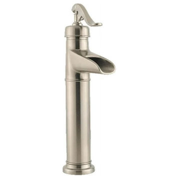 Classic Country Bathroom Faucet, Tall Design & Pump Like Lever, Brushed Nickel