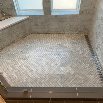 MASTER BATHROOM - Carrara 3"x 6" Subway Marble / Herringbone Large Shower