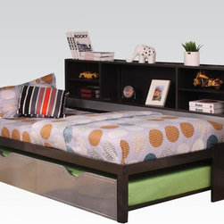 Acme 37225T Renell Silver and Black Twin Bed with Trundle - Baby And Kids