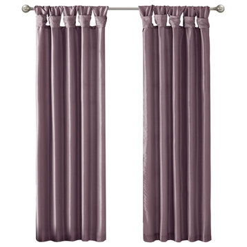 Madison Park Emilia Twist Tab Faux Silk Window Panel, Purple