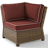Crosley Furniture Bradenton Fabric Corner Patio Chair in Brown and Sangria Red