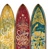 Benzara BM205779 Beach Themed Surfboard Shaped 3 Panel Room Divider, Multicolor