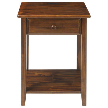 Night Owl Night Stand With 4 Usb Ports, Warm Brown