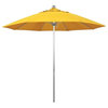 9' Fiberglass Umbrella Pulley Open Silver Anodized, Sunbrella, Sunflower Yellow