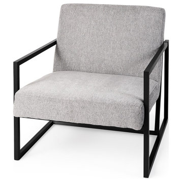 Armelle Fabric Seat w/ Metal Frame Accent Chair, Gray Fabric & Black Metal Frame