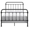 Solid Bed Frame, Spindle Accent Metal Construction, Antique Black, Full
