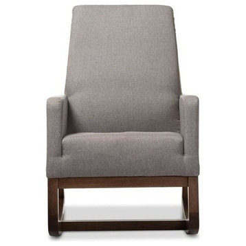 Yashiya Retro Fabric Upholstered Rocking Chair, Gray