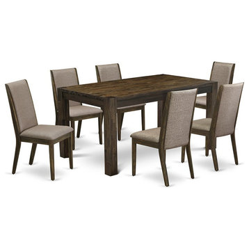 East West Furniture Celina 7-piece Wood Kitchen Set in Jacobean Brown/Dark Khaki