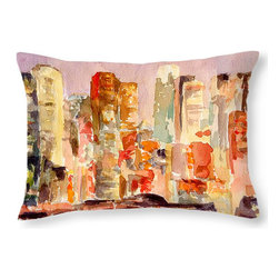 Earth Tones New York City Skyline Throw Pillows - Decorative Pillows