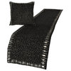 Decorative Black Velvet King 90"x18" Bed Runner With Pillow Cover Mosaic Noir