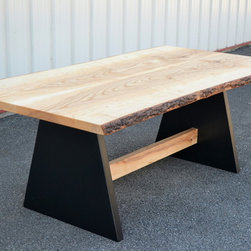 Live Edge Ash Table with Modern Style Base - Table Tops And Bases