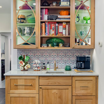 Artisan European-Style Transitional Kitchen |Natural Maple & Sage Green Accents